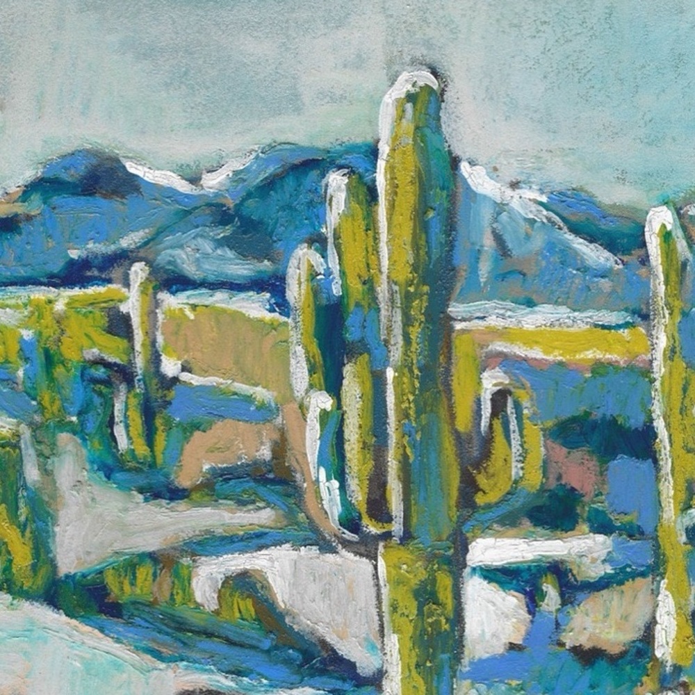 Desert Landscape Art Print with White Matt 12x12 inch